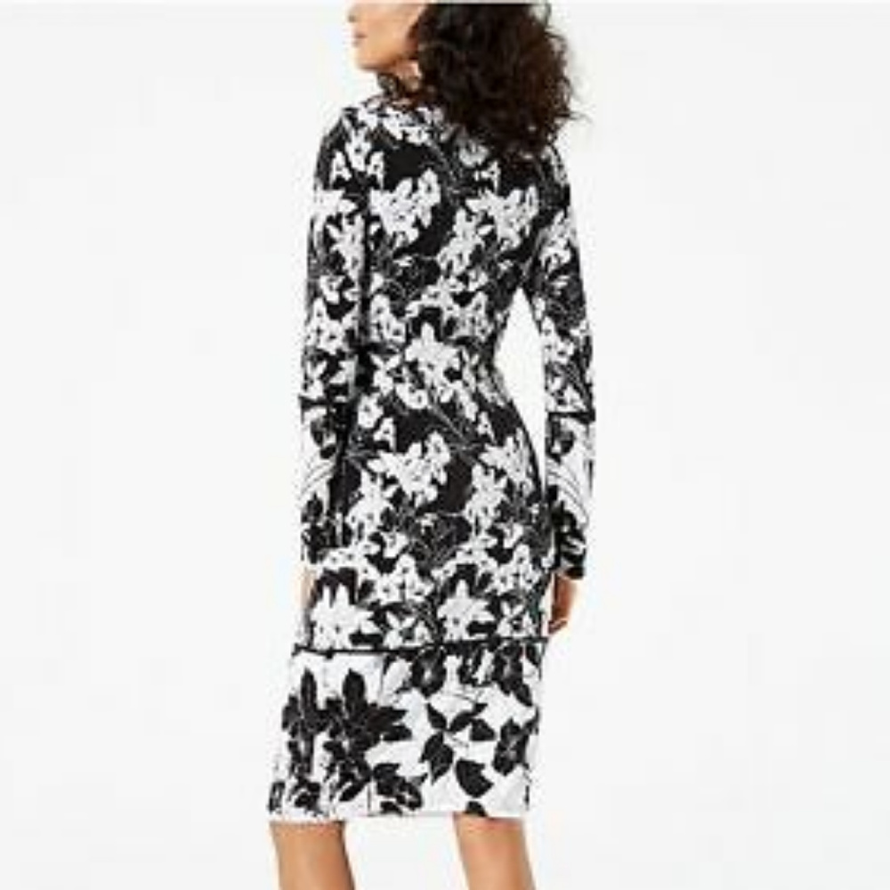 INC Women's Printed Tie-Waist Dress Black M - Picture 4 of 5